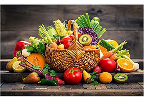 IBUKHSDGYIFH Modern Fruit and Basket Canvas Painting Poster Prints Wall Art Pictures for Kitchen Dining Room Decoration Unframed-40x60cm