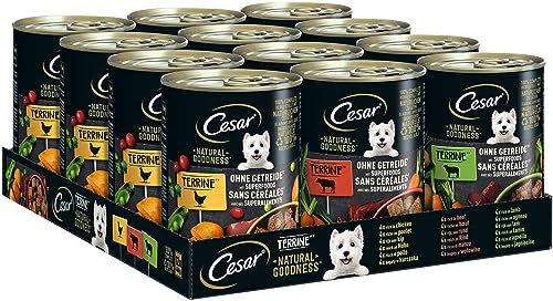 Cesar Natural Goodness in Loaf 12 x 400 g Cans, Adult Premium Wet Dog Food, Mixed Selection,Non Applicable