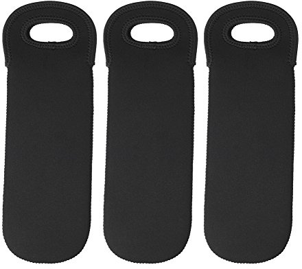 Portable Water Bottle Neoprene Tote Black Carrier Cooler Protector, 3Pcs Wine Bottle Bag for Home Travel and Picnic barwarekitchen