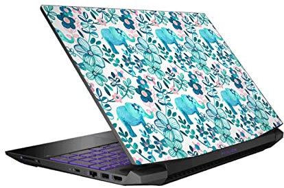 Head Case Designs Officially Licensed Micklyn Le Feuvre Dusty Pink White And Teal Elephant Patterns 2 Vinyl Sticker Skin Decal Cover Compatible With HP Pavilion 15.6 15-dk0047TX
