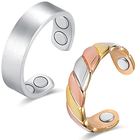 Vicmag 2Pcs Kupfer Magnetringe Damen mit Ultrastarke Magnet 3,800 Gauss | 99,99% reines Kupferring, Verstellbar, Geschenkbox