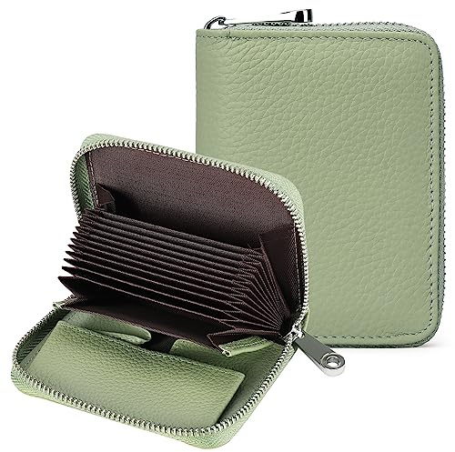 SENDEFN Portefeuille Femme en Cuir Véritable, Porte Carte de Crédit Femmes avec RFID Blocage, Portefeuilles pour Femmes zippé en Petit et Format Court, Porte Monnaie Fermeture éclair