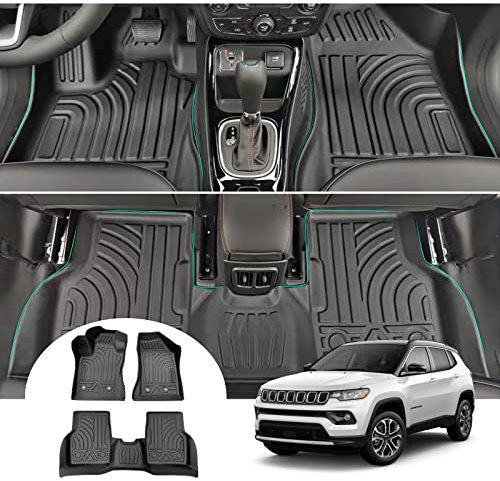 GAFAT J eep Compass II MP Facelift 2017-2024 2025 (Benzin) Fussmatten, Compass Fußmatten, TPE Original 3D Scanner Extra Hoher Rand 6-10cm, Kompatibel mit Jeep Compass 2025 [Nicht für 4-xe P-HEV]
