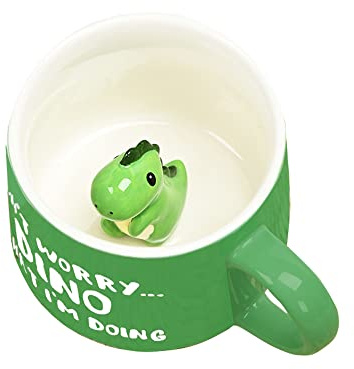 Dinosaurier Keramik Tasse Lustig Personalisiert, Kawaii Süße Coole Sachen Kaffeebecher Cappuccino Lustige Tassen Personalisierte Dankeschön Beste Freundin Geschenke für Frauen, Männer, Mädchen