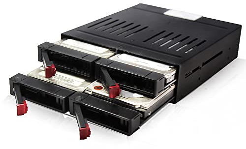 HUIOP Hårddiskhölje 4 fack intern hårddiskhållare fyra 2,5 HDD/SSD enkel installation plug and play, aluminiumlegering PC svart USB 3.0
