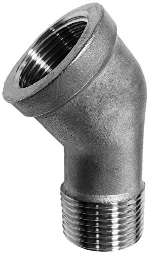 Winkel 45° Grad aus V4A Edelstahl 1 1/4 Zoll Innengewinde Außengewinde IG x AG DN32 Gewinde Fitting Trinkwasser geeignet Rohr Verschraubung Kupplung Bogen Stück VA INOX