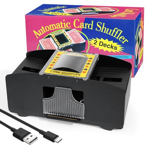 ZAKVOP Kartenmischmaschine Elektrische 2 Decks, USB/Batteriebetrieben Automatischer Kartenmischer für Pokerkarten, UNO-Kartenspiel und Blackjack, ideal für Familienfeiern und Reisen