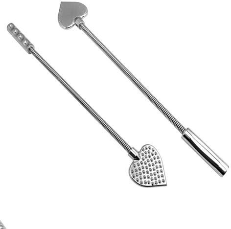 ATTAWA Elastizität Peitsche mit Stacheln Erotik Bondage Peitsche Gerte Metall Prügel Flogger Spanking Reitgerte Paddel Erwachsene Spiel Sklave Bestrafung Fetisch SM Sexspielzeug für Paare,Silber,32cm