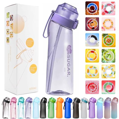 FIENZA Borraccia con cialde aromatiche, 650ml Bottiglia Borracce Bottiglia senza BPA Bere Frutta Fragranza Acqua Dolce E%0 Tazza Acqua (1 cialda aromatizzata)