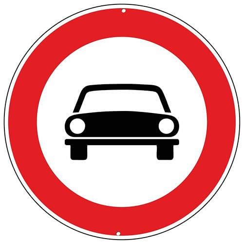 Pubblimania Accesso Vietato agli Autoveicoli segnaletica stradale cartello in alluminio composito rotondo spesso 3 mm per esterno Ø 30 (Accesso Vietato Autoveicoli)