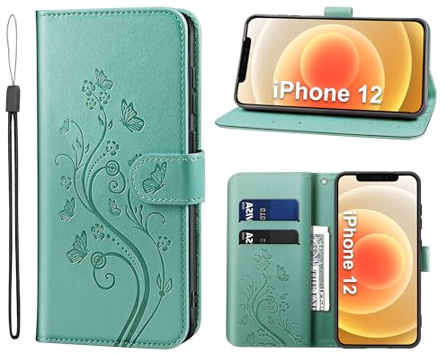 KRAFTCARE Fodral för iPhone 12/12 Pro vikbart fodral med kortfack