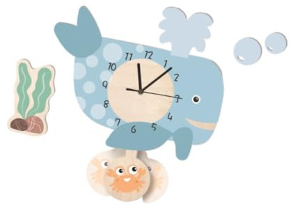 Cabilock Reloj De Pared De Ballena Creativo Decoración De Pared De Dibujos Animados Reloj Colgante para Sala De Estar o Jardín De Infantes