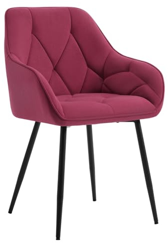 WOLTU Esszimmerstuhl, ergonomischer Küchenstuhl gepolstert mit Armlehnen | Metallbeine, Sitzfläche aus Samt, für Esszimmer, Küche, Wohnzimmer, Bordeaux