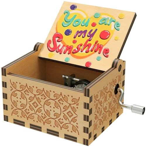 Carillon musicale in legno antico con manovella, regalo per bambini, amici, amanti, mamma, San Valentino, compleanno, Natale (cuore in legno)