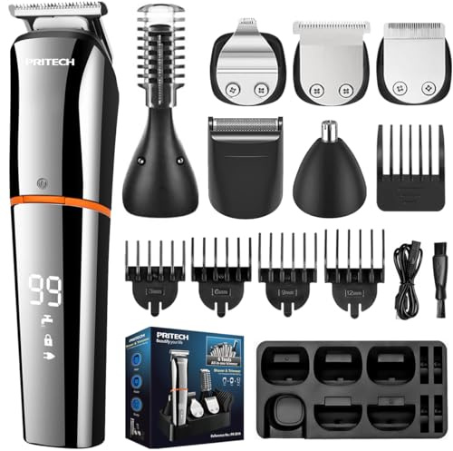 PRITECH 6-in-1 Men's Grooming Kit, Cordless Beard Trimmer, Hair, Nose & Ear