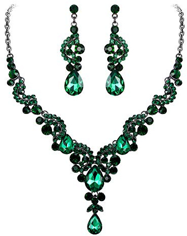 EVER FAITH Strass Kristall Hochzeit Blumen Welle Teardrop Halskette Ohrringe Set