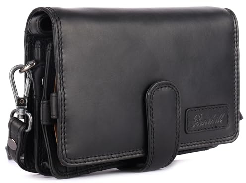 Benthill Reisebrieftasche Echt Leder - Hochwertige Dokumententasche mit RFID Schutz | Damen & Herren Handgelenktasche | Organizer - Brieftasche - Travel Wallet inkl. Geschenkbox, Farbe:Schwarz