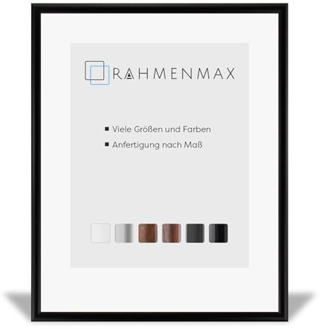 RahmenMax Kansas Kunststoff Bilderrahmen Posterrahmen 54x69 cm Schwarz matt 69x54 cm mit Antireflex Kunstglas Scheibe