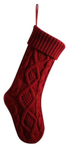 DONGKER Weihnachtsstrumpf, 1 Stück große Gestrickte Weihnachtsstrümpfe, Hängende Strümpfe mit Aufhängeschlaufe für Weihnachten Urlaub Dekoration