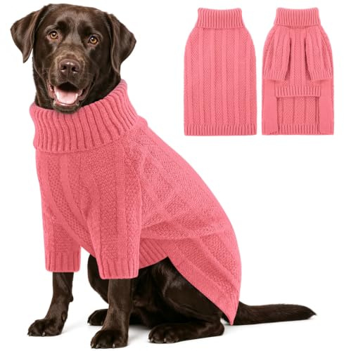 Queenmore Whippet Pullover, Warm & Weich, Winterpullover Hund für Labrador, Border Collie & Golden Retriever (Rosa, XL)