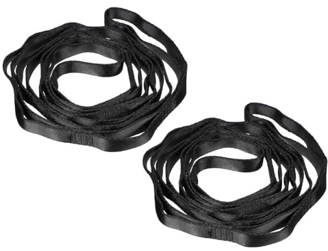 PATIKIL 22KN Adjustable Daisy Chain Yoga Extend Belt 1.8M, 2 Pcs Nylon Climbing Sling Straps for Home Workout Exercise Pilates Gymnastics, Black