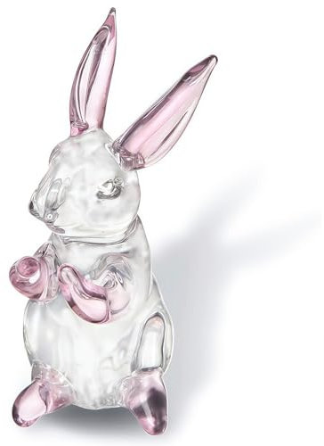 LANDIANLD Crystal Rabbit Bunny Figurine Crystal Ornaments Gifts Spring Easter Decoration Art Glass Paperweight Golden Plated Clear Art Rabbit Decor Statue