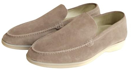 SAUTRV Zapatos de moda para hombre, informales, planos, estribos de un pie, cabeza redonda, suaves, ligeros, de gamuza de color sólido, cómodos, zapatos casuales para hombre