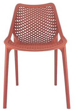 Cribel Set 4 Sedie Braga 2 in Polipropilene Carta da Zucchero | Sedie Impilabili per Cucina, Sala da Pranzo, Giardino e Bar | Design a Rete, Resistenti e Moderne (ROSSO MATTONE)