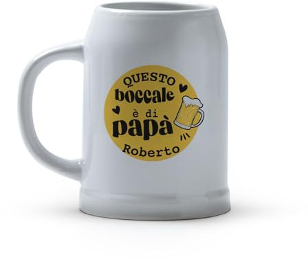 Generico ''Il boccale di papà'' Bicchiere da Birra in Ceramica con Scritta Personalizzata Idea Regalo Festa del Papà Nonno Natale Compleanno Cavatappi Birra Durevole Casa Cucina Bar Relax