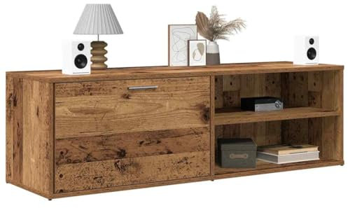 WKIEQACO Entertainment-Center und TV-Ständer, TV-Möbel, antikes Holz, 120 x 34 x 37 cm, Ingenieurholz