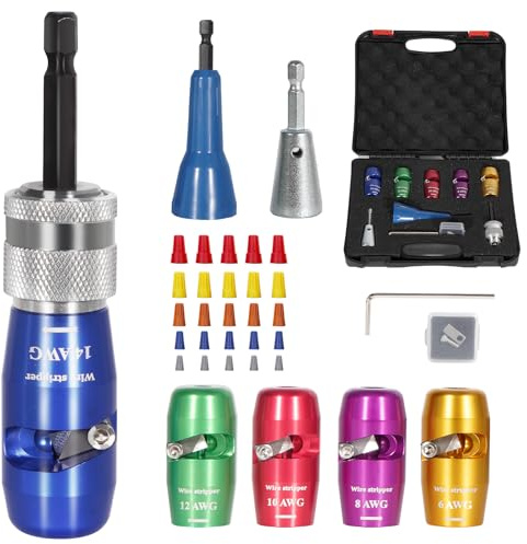 Wire Stripper Twister Tool for Drill, 35 in 1 New Wire Stripping for Drill 2025 Professional US Standard 14-12-10-8-6 Gauge Electricians Tools for Drill Wire Stripper and Twister Kit