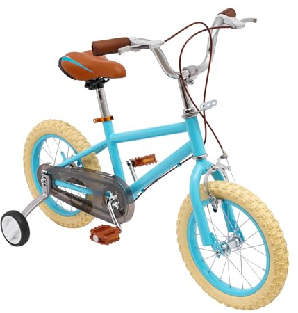 MACOJUCHI 14-Zoll-Fahrrad mit Laufrädern für Kinder von 3-4 Jahren, Höhe 90-110cm, blau