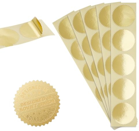 UNICRAFTALE 350pcs Autocollant de Gaufrage Vierge Métallique à Bords Festonnés Autocollant de Certificat Doré Auto Adhésif Autocollants en Feuille Gaufrée de Scellage pour Tampon de Gaufrage Mariage
