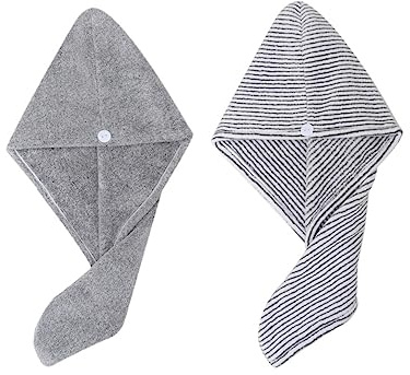 iplusmile 2stücke Haartrocknungskappe Und Haarhandtuch Für Hause Starke Feuchtigkeitsaufnahme Schnelles Trocknen Mit Festem Knopf Bequemes Design Passt Für Kopfformen Und Frisuren