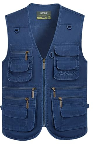 Timween Herren Outdoor Casual Weste mit Vielen Taschen, Herren Sommer Multifunktions Ärmellos Baumwolle Weste Geeignet für Angeln Camping Jagd Fotografie Wandern