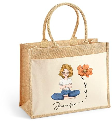 Love Faith Personalisierte Jute-Canvas-Tasche - Individuelle Einkaufsstasche - Robuste und umweltfreundliche Stofftasche