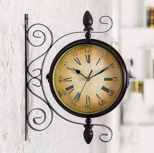 GDHKDDFL Orologio da Parete Creativo Orologio da Parete Classico bifacciale, Orologio da Giardino for Esterni, retrò, for Esterni e Interni, for Giardino/Patio/Cortile