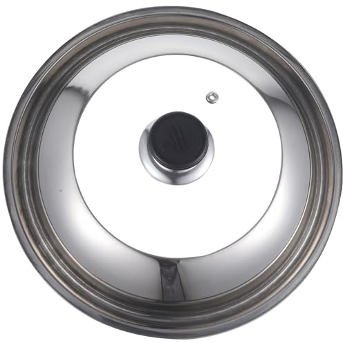 GLEAVI Wok Cover Glass Lid 28Cm with Stainless Steel Rim and Knob for Kitchen Cooking and Food Fresh-Keeping