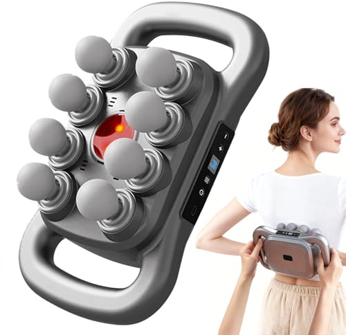 8-Kopf Faszienrolle & Muskelpistole, 30 Stufen & 3 Modi - Tiefenmassage für Rücken, Nacken & Beine - 2000mAh Akku & USB-C Schnellladung - Leise & Kabellos