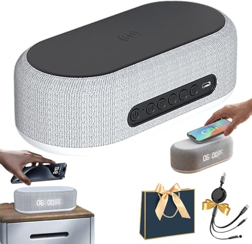 6 In 1 Kabellose Ladestation 25w, Digitaler Wecker Mit Ladestation, Wireless Charger Wecker Radio Mit Licht Und Temperaturanzeige, Uhr, Wecker, Bluetooth-Lautsprecher & Nachtlicht All-In-One (Schwarz)