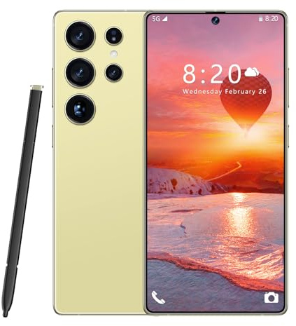 ULUCAN Outdoor-Sport-Smartphone für S26 Ultra mit integriertem Stift, 16 GB RAM, 1 TB ROM, 7,3 Zoll HD, 1440 x 3040, 72/108 MP, 8000 mAh, Snapdragon 8 Gen3 (10 Kerne), Android 14.0 OS, FM,Gold-1TB