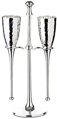 Edzard Set di 2 bicchieri da champagne Didi (200ml) con supporto, in argento placcato, martellato - flutes da champagne