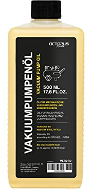 500ml Vakuumpumpenöl, Vakuumöl mit Viskosität 95 nach DIN 5162, HV100 | Für mechanische Fein- und Hochvakuumpumpen, Vakuumöl, Öl Vakuumpumpe, Pumpenöl, Kompressoröl, HV100 Maschinenöl