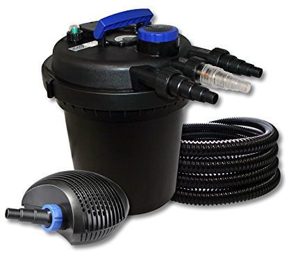 SunSun Set per laghetti Filtro a pressione 10000l Chiarificatore UVC 11W Pompa da 40W Tubo 25m