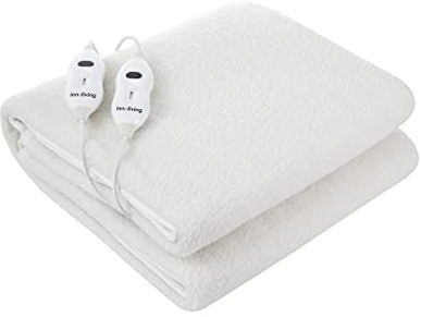 Innoliving Scaldaletto Elettrico, Coperta Elettrica Singola, Piazza e Mezza e Matrimoniale, Lana e Poliestere, Riscaldamento Rapido, Spegnimento Automatico, Lavabile (LANA MATRIMONIALE INN-064)