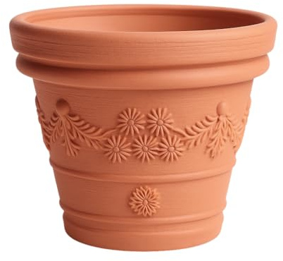 Blumentopf Pflanztopf Massiv Blumenkübel Terrakotta Mocca Untersetzer 5 Größen von rg-vertrieb
