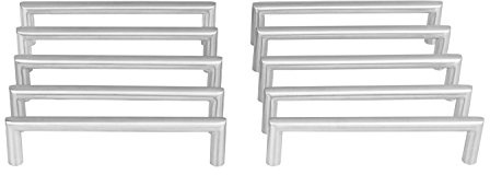 Gedotec Design Schrankgriff Edelstahl Möbelgriff 192 mm Stangengriff rund - Leila | Türgriff mit Lochabstand 192 mm | Schubladengriff Edelstahl matt gebürstet | 10 Stück - Küchen-Griff mit Schrauben