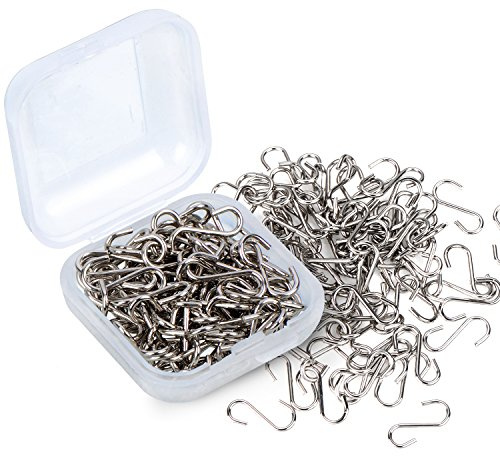 Shappy 4th of July Ornament Hooks for Mini Tree, 0.55 Inch Small S Hook for Hanging, Metal S Shaped Hanger‌ Connectors with Storage Box for Tree, DIY Crafts, Jewelry, Key Chain, Tags