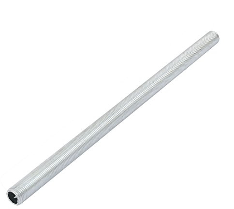 sourcing map Lampenrohrnippel M10 Gewinde 200mm Hohl Reparaturteil silber verzinkt