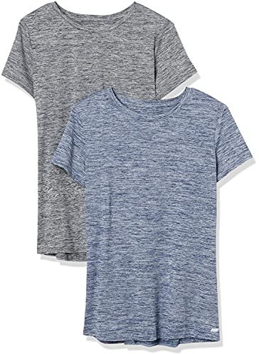 Amazon Essentials Damen Schnelltrocknendes Kurzärmliges Sport-T-Shirt aus Tech Stretch mit Rundhalsausschnitt, Multi-Packs